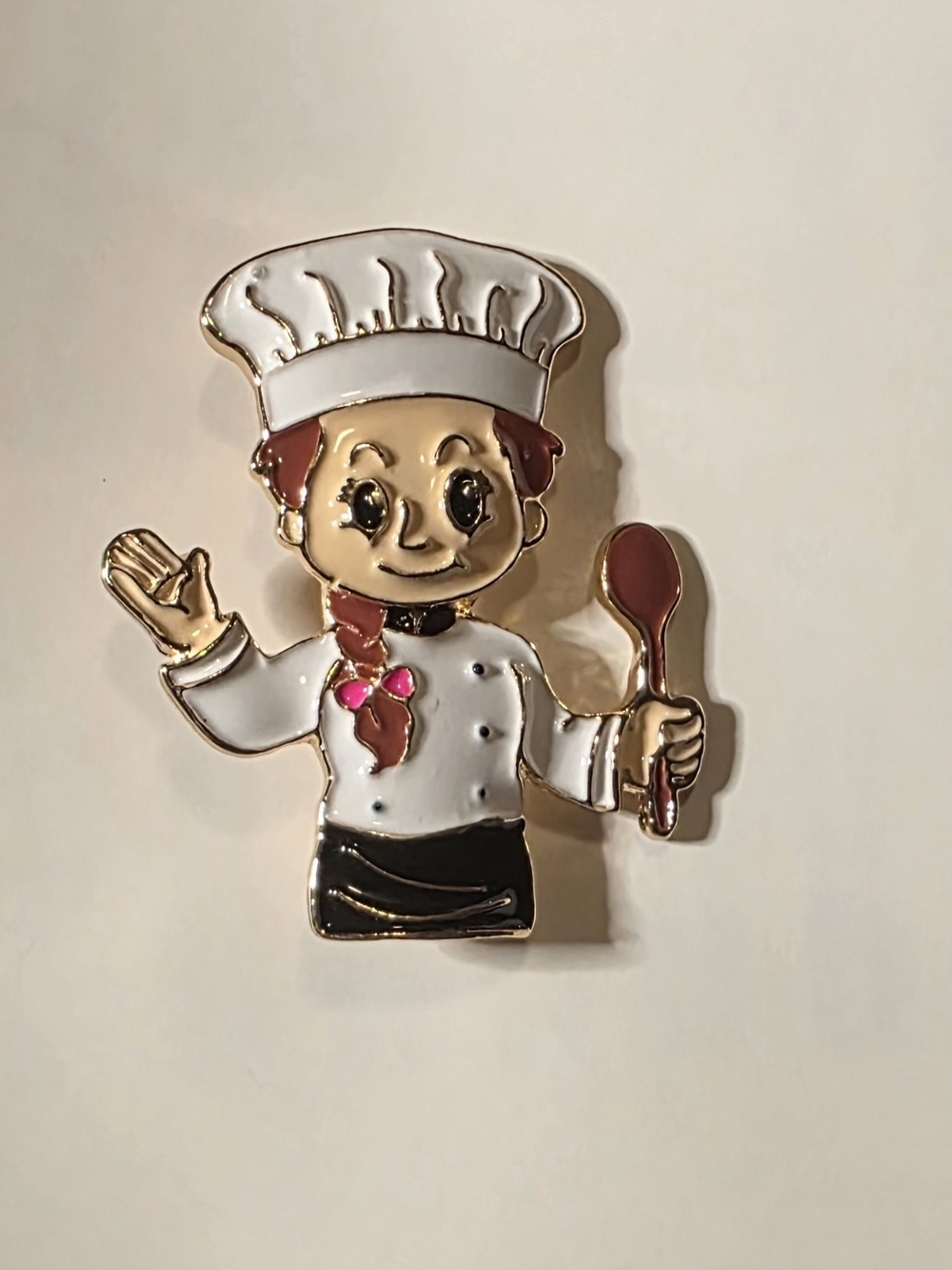 Chef Enamel Brooch - White, Black, Brown